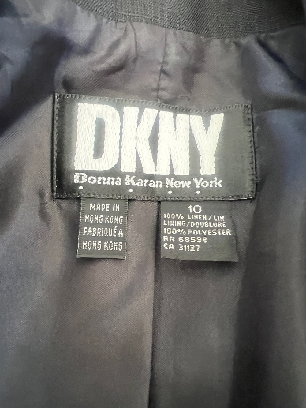 DKNY -100% LINEN BLACK Button-Front Blazer Jacket - Picture 3 of 7